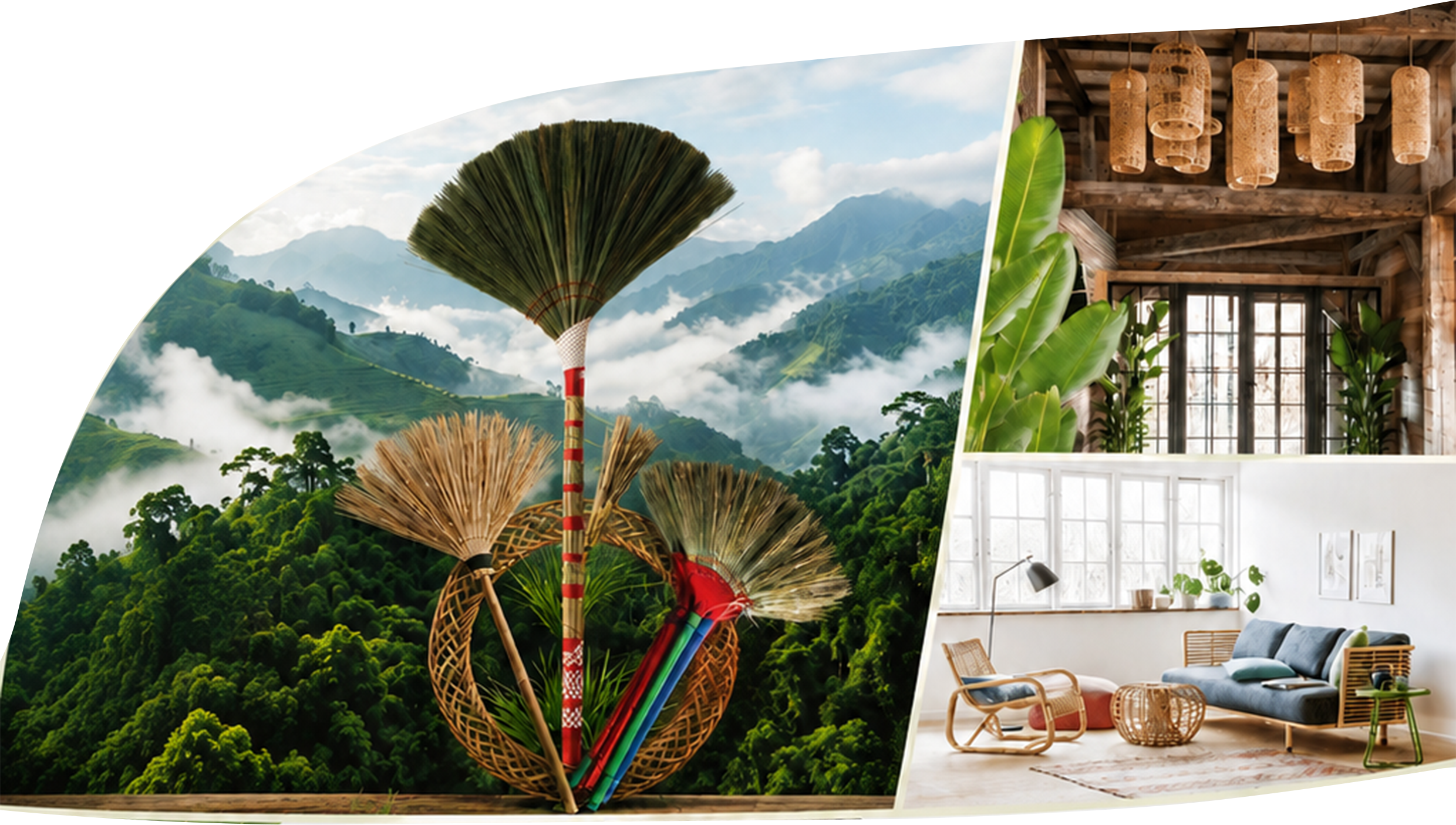 Phòng khách decor chổi cao cấp